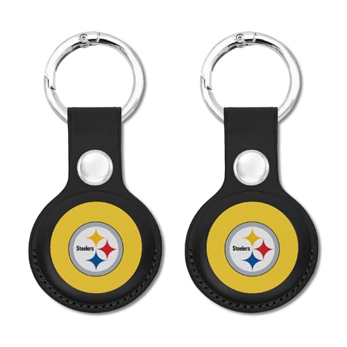 NFL Pittsburgh Steelers Schlüsselanhänger Apple Air Tag-Halter 2er-Pack für Hunde & Katzen, Hülle für Apple Airtag Tracker, GPS-Hunde-Tracking-Gerät, Anhängerhalter von Pets First