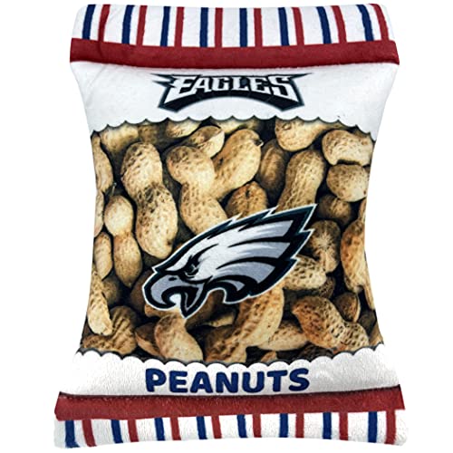 NFL Philadelphia Eagles Crinkle Fine Plüsch Hund & Katze Quietschspielzeug,Niedliches Stadion Peanuts Snack Plüschspielzeug für Hunde & Katzen mit innerem Quietscher & schönem Baseball Team Name/Logo von Pets First