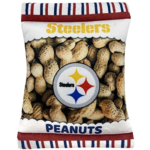 NFL Pittsburgh Steelers Crinkle Fine Plüsch Hund & Katze Quietschspielzeug – Niedliches Stadion Erdnüsse Snack Plüschtier für Hunde & Katzen mit innerem Quietscher & schönem Baseball Team Name/Logo von Pets First