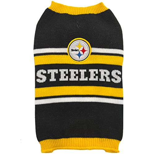 NFL Pittsburgh Steelers Hundepullover, Größe L Warmer und gemütlicher Strickpullover mit NFL Team Logo, Bester Welpenpullover für große und kleine Hunde von Pets First