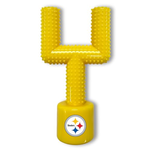 NFL Pittsburgh Steelers Mega-Chew Hartes Nylon Speckgeschmack Hundeknochen Fußballtorpfosten Kauspielzeug Interaktives leckeres lustiges Kauspielzeug für Hunde Unzerstörbares Starkes und langlebiges von Pets First