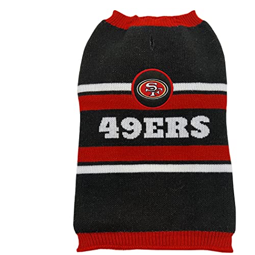 NFL San Francisco 49ers Hundepullover, Größe L, Warmer und gemütlicher Strickpullover mit NFL-Team-Logo, Bester Welpenpullover für große und kleine Hunde von Pets First