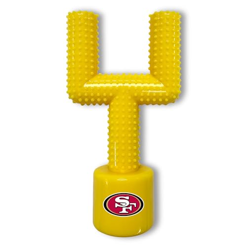 NFL San Francisco 49ers Mega-Chew Hartes Nylon Speckgeschmack Hundeknochen Fußball Torpfosten Kauspielzeug Interaktives Leckeres Fun Dog Chew Toy Unzerstörbar Stark & Langlebig Haustier Kauspielzeug von Pets First