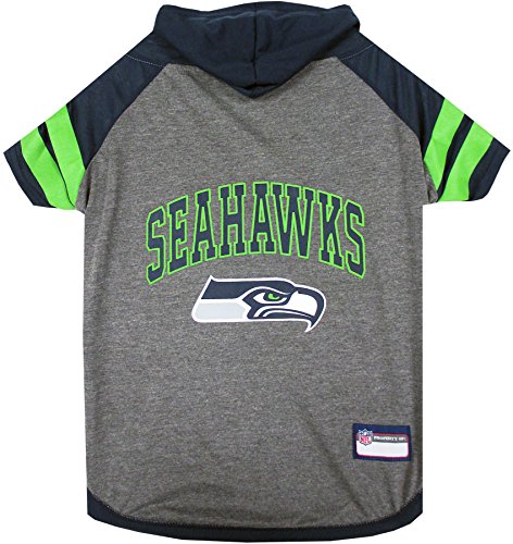 Pets First NFL Seattle Seahawks Hoodie für Hunde & Katzen NFL Football Lizenziertes Hund Hoody Tee Shirt Medium Sport Hoody T-Shirt für Haustiere Lizenziertes sportliches Hundeshirt von Pets First