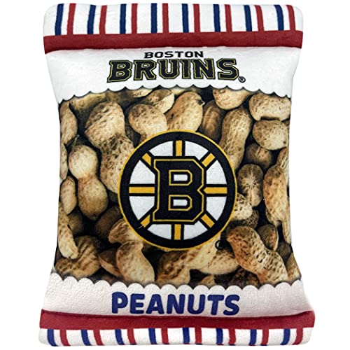 NHL Boston Bruins Knistern FINE Plüsch Hund & Katze Quietschspielzeug - Niedliches Stadion Peanuts Snack Plüschspielzeug für Hunde & Katzen mit innerem Quietscher & schönem Baseball Team Name/Logo von Pets First