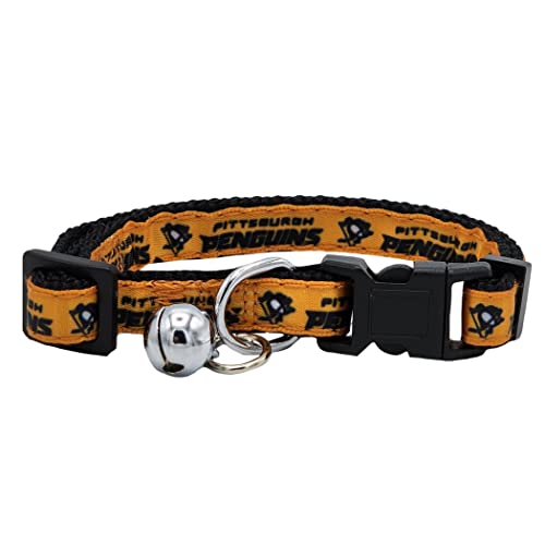 NHL CAT Halsband Pittsburgh Pinguine Satin Katzenhalsband Hockey Team Halsband für Hunde & Katzen Ein glänzendes & buntes Katzenhalsband mit Klingelglocke Anhänger von Pets First