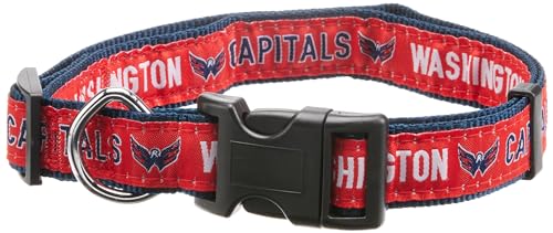 NHL PET Halsband Washington Capitals Hundehalsband, Größe L, Hockey-Teamhalsband für Hunde und Katzen, glänzendes und farbenfrohes Hunde- und Katzenhalsband, lizenziert von der NHL von Pets First