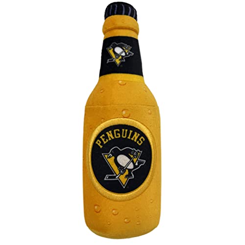 NHL Pittsburgh Penguins Bierflasche Plüsch Hund & Katze Quietschspielzeug - Niedliches Stadion SODA Flasche Snack Plüschspielzeug für Hunde & Katzen mit innerem Quietscher & schönem Hockey Team Name/Logo von Pets First