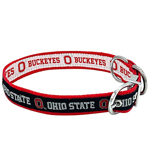 Ohio State Buckeyes NCAA Hundehalsband, wendbar, Größe L, Premium Home & Away Zweiseitiges Haustierhalsband, verstellbar mit Metallschnalle. Ihr Lieblings-NCAA-Team mit einzigartigem Design auf jeder von Pets First