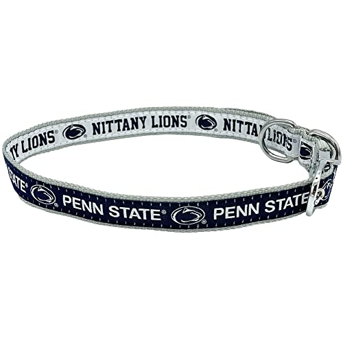 Penn State Nittany Lions Reversible NCAA Hundehalsband Medium Premium Home & Away Zweiseitiges Haustierhalsband Verstellbar mit Metallschnalle Ihr Lieblings-Basketball-/Fußballteam von Pets First