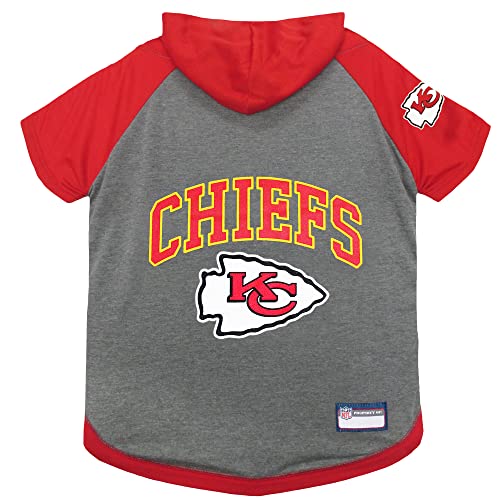 Pets First KCC-4044-XS NFL Kansas City Chiefs Hoodie für Hunde & Katzen | NFL Football Licensed Dog Hoody Tee Shirt, X-Small| Sport Hoody T-Shirt für Haustiere | Lizenziertes sportliches Hundeshirt von Pets First