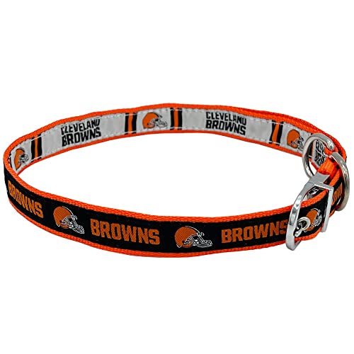 Pets First Cleveland Browns Wendbares NFL Hundehalsband Größe L, hochwertiges zweiseitiges Haustierhalsband mit Ihrem Lieblings-NFL Team von Pets First