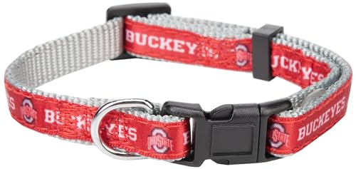 Pets First Collegiate PET Halsband Ohio State Buckeyes Hundehalsband, Größe S. Beste Sportmannschaftsfarbe für Hunde und Katzen Ein glänzendes und farbenfrohes Hunde- und Katzenhalsband, lizenziert von Pets First