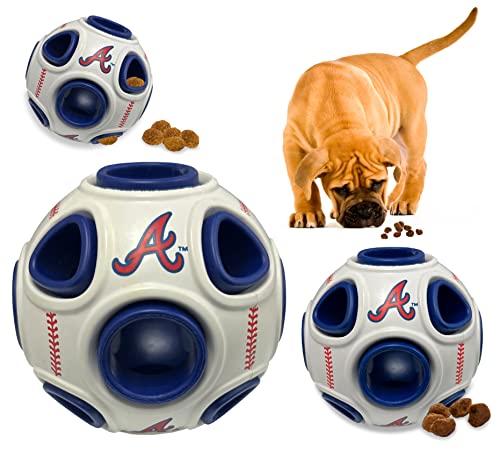 Pets First MLB Atlanta Braves Baseball-Leckerli-Dosierspielzeug für Hunde und Katzen, Gummiball Hundespielzeug, interaktives lustiges Hundeleckerli-Spielzeug, Naturkautschuk-Hundefutterspielzeug von Pets First