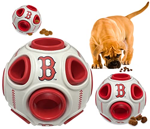 Pets First MLB Boston Red Sox Baseball Leckerli Spender Spielzeug für Hunde und Katzen, Gummiball Hundespielzeug, Interaktives Lustiges Hundeleckerli-Spielzeug, Naturkautschuk Hund Fütterungsspielzeug von Pets First