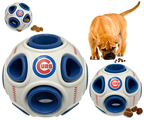 Pets First MLB Chicago Cubs Baseball Leckerli Dosierspielzeug für Hunde und Katzen, Gummiball Hundespielzeug, Interaktives Lustiges Hundeleckerli-Spielzeug, Naturkautschuk Hund Fütterungsspielzeug von Pets First