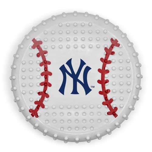 Pets First MLB New York Yankees Baseball-Kauspielzeug aus hartem Nylon mit Speckgeschmack, unzerstörbares Kauspielzeug für Hunde und Katzen, Zerren, Apportierspielzeug, sportliches lustiges Spielzeug von Pets First