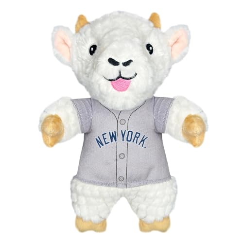 Pets First MLB New York Yankees Ziege Plüschtier für Hunde und Katzen mit Quietscher, Team-Trikot tragen, lustiges und sportliches Kauspielzeug in Ziegenform, interaktives Haustierspielzeug von Pets First