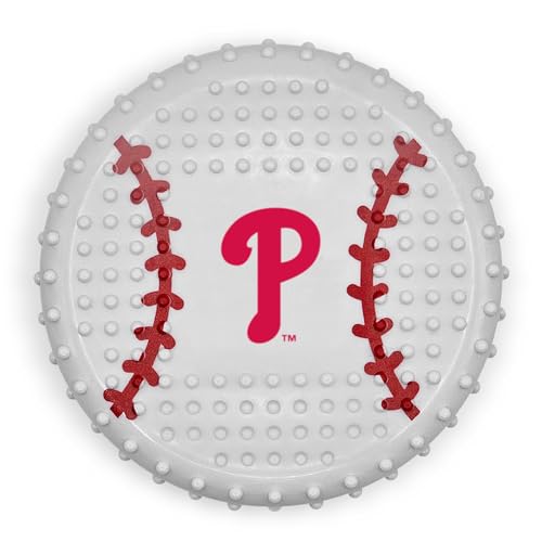 Pets First MLB Philadelphia Phillies Baseball-Kauspielzeug aus hartem Nylon mit Speckgeschmack, unzerstörbares Kauspielzeug für Hunde und Katzen, Zerren, Apportierspielzeug, sportliches lustiges von Pets First