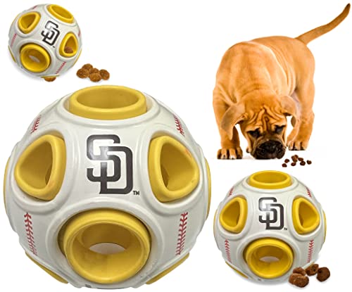 Pets First MLB San Diego Padres Baseball Leckerli Dosierspielzeug für Hunde und Katzen, Gummiball Hundespielzeug, Interaktives Lustiges Hundeleckerli-Spielzeug, Naturkautschuk Hund Fütterungsspielzeug von Pets First