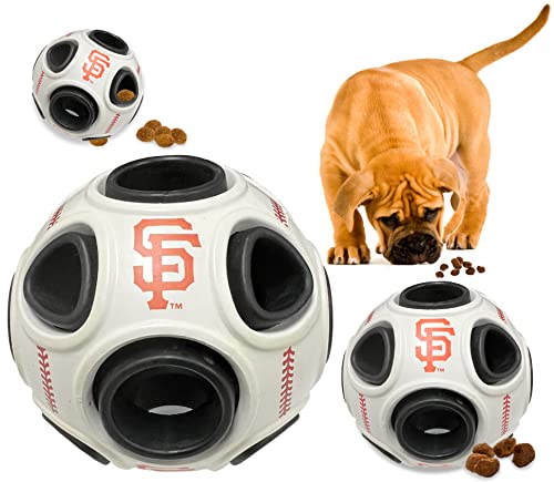 Pets First MLB San Francisco Giants Baseball Leckerli Dosierung Spielzeug für Hunde und Katzen, Gummiball Hundespielzeug, Interaktives Lustiges Hundeleckerli-Spielzeug, Naturkautschuk Hund von Pets First