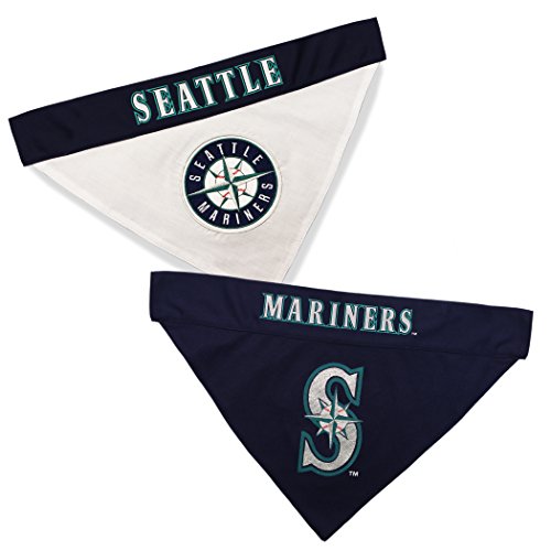 Pets First MLB Seattle Mariners Wendbares Bandana, Größe XXL, für Hunde und Katzen, 2-seitiges Sportbandana, Premium-Stickerei-Logo, alle MLB-Teams erhältlich von Pets First