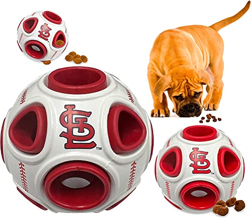 Pets First MLB St Louis Cardinals Baseball-Leckerli-Dosierspielzeug für Hunde und Katzen, Gummiball Hundespielzeug, interaktives lustiges Hundeleckerli-Spielzeug, Naturkautschuk-Hundefutterspielzeug von Pets First