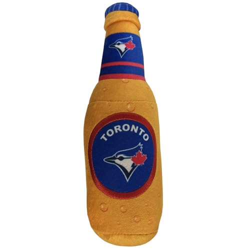 Pets First MLB Toronto Blue Jays Bierflasche Plüsch Hund & Katze Quietschspielzeug – Niedliches Stadion SODA Flasche Snack Plüschtier für Hunde & Katzen mit innerem Quietscher & schönem Baseball Team Name/Logo von Pets First