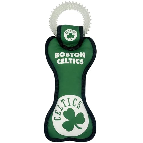 Pets First NBA Boston Celtics Dental Ring Hundespielzeug mit Quietscher, robustes Haustierspielzeug für gesunden Spaß, Zahnen & Reinigen von Zähnen und Zahnfleisch von Pets First