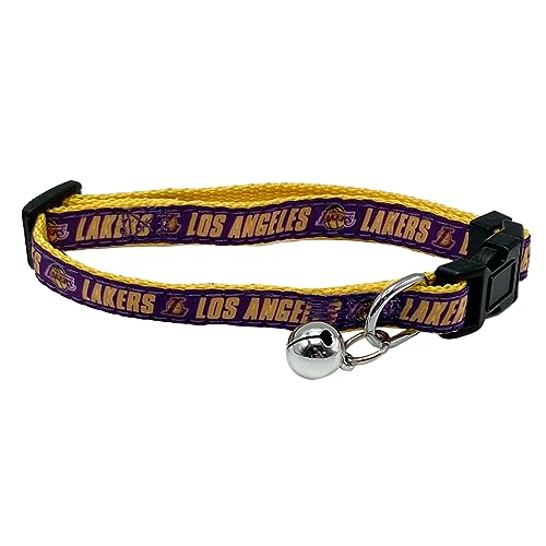 Pets First NBA LA Lakers Katzenhalsband, verstellbar, mit reißbarem Halsband für Katzen, mit lizenziertem Teamnamen und Logo, niedliches und modisches Basketball-Halsband mit Glöckchen aus Metall von Pets First