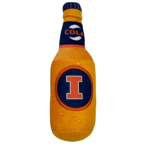 Pets First NCAA Illinois Fighting Illini Beer Flasche Plush Dog & CAT Quietschspielzeug - Süßestes Stadium Soda Flasche Snack Plüschtier für Hunde und Katzen mit Quietscher innen und schönem von Pets First