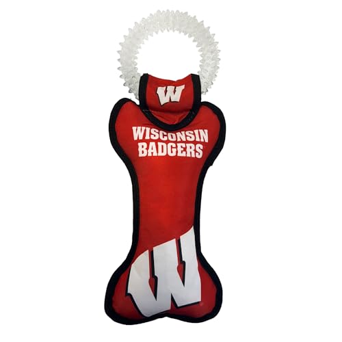 Pets First NCAA Wisconsin Badgers Dental Hundespielzeug mit Quietscher, Robustes Haustierspielzeug für gesunden Spaß, Zahnen und Zahnfleisch von Pets First