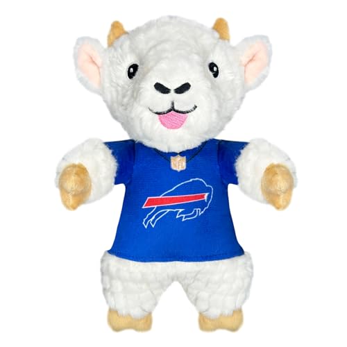 Pets First NFL Buffalo Bills Ziege Plüschtier für Hunde und Katzen mit Quietscher, Team-Trikot tragen! lustiges und sportliches Kauspielzeug für Hunde in Ziegenform, interaktives Haustierspielzeug von Pets First