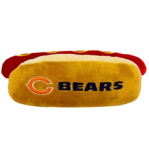 Pets First NFL Chicago Bears HOT Dog Plüsch Hund & Katze Quietschspielzeug - Niedliches Hot-Dog-Snack Plüschspielzeug für Hunde & Katzen mit innerem Quietscher & schönem Fußball-Teamname/Logo von Pets First