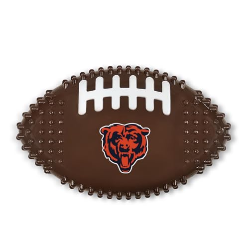 Pets First NFL Chicago Bears Mega-Chew Hard Nylon Speck Geschmack Hund Knochen Fußball Kauspielzeug Interaktives Leckeres Fun Dog Chew Toy Unzerstörbar Stark Langlebig Haustier Kauspielzeug Robustes von Pets First