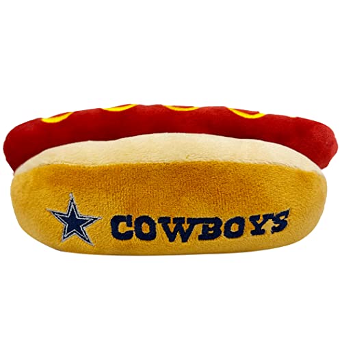 Pets First NFL Dallas Cowboys HOT Dog Plüsch Hund & Katze Quietschspielzeug - Niedliches Hot-Dog-Snack Plüschspielzeug für Hunde & Katzen mit innerem Quietscher & schönem Fußball-Teamname/Logo von Pets First