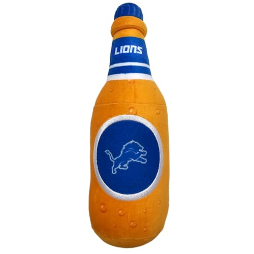 Pets First NFL Detroit Lions Bierflasche Plüsch Hund & Katze Quietschspielzeug - Süßeste Stadion SODA Flasche Snack Plüschtier für Hunde & Katzen mit Innenquietscher & schönem Fußballteam Name/Logo von Pets First