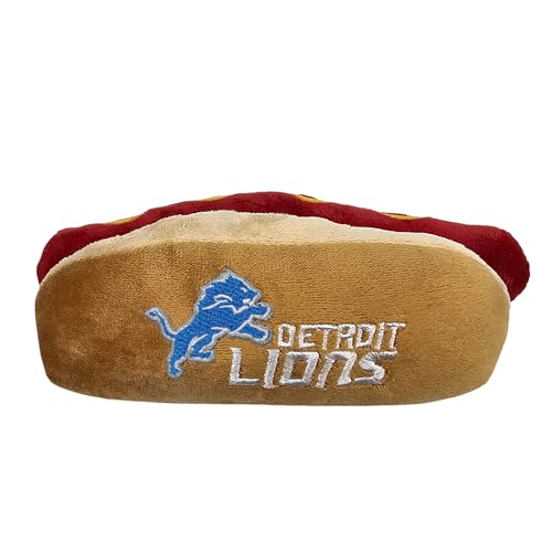 Pets First NFL Detroit Lions HOT Dog Plüsch Hund & Katze Quietschspielzeug – Süßester HOT-Dog Snack Plüschtier für Hunde & Katzen mit innerem Quietscher & schönem Fußballteam Name/Logo, 20,3 x 12,7 x von Pets First