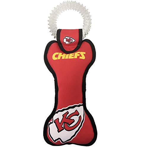 Pets First NFL Kansas City Chiefs Hundespielzeug mit Quietschelement, Robustes PET-Spielzeug für gesunden Spaß, Zahnen und Putzen, Team-Farbe, Einheitsgröße (KCC-3310) von Pets First