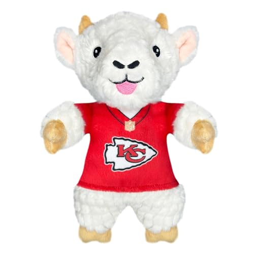 Pets First NFL Kansas City Chiefs Ziege Plüschtier für Hunde und Katzen mit Quietscher, Team-Trikot tragen! lustiges und sportliches Kauspielzeug für Hunde in Ziegenform, interaktives von Pets First