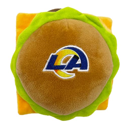 Pets First NFL Los Angeles RAMS Cheese Burger Plüsch Hund & Katze Quietschspielzeug - Süßes Stadion HAMBERGER Snack Plüschtier für Hunde & Katzen mit innerem Quietscher & schönem von Pets First