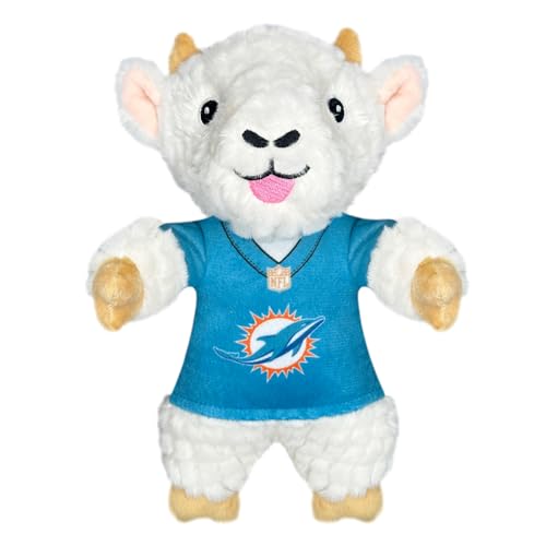 Pets First NFL Miami Dolphins Ziege Plüschtier für Hunde und Katzen mit Quietscher, Team-Trikot tragen! lustiges und sportliches Kauspielzeug für Hunde in Ziegenform, interaktives Haustierspielzeug von Pets First