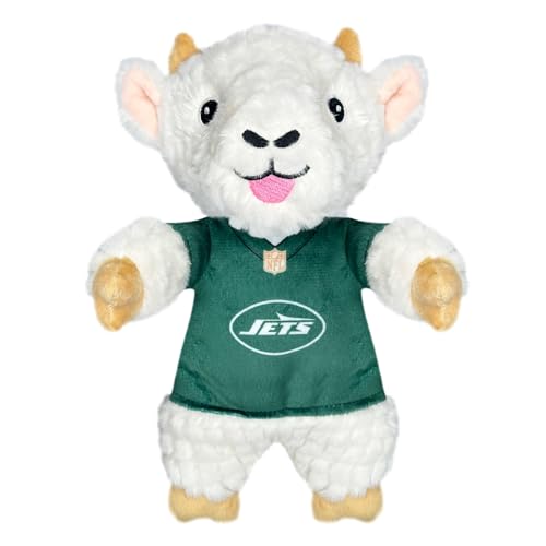 Pets First NFL New York Jets Ziege Plüschtier für Hunde und Katzen mit Quietscher, Team-Trikot tragen, lustiges und sportliches Kauspielzeug in Ziegenform, interaktives Haustierspielzeug von Pets First