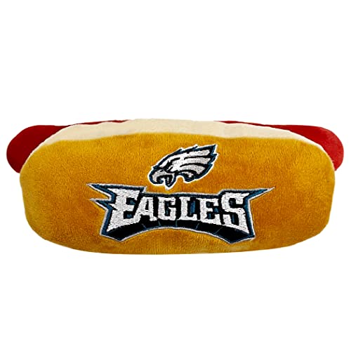 Pets First NFL Philadelphia Eagles Hot Dog Plüsch Hund & Katze Quietschspielzeug - Niedliches Hot-Dog Snack Plüschspielzeug für Hunde & Katzen mit Innenquietscher & schönem Fußballteam Name/Logo von Pets First