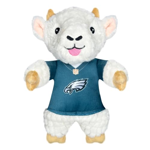 Pets First NFL Philadelphia Eagles Ziege Plüschtier für Hunde und Katzen mit Quietscher, Team-Trikot tragen! lustiges und sportliches Kauspielzeug in Ziegenform, interaktives Haustierspielzeug von Pets First