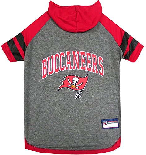 Pets First NFL Tampa Bay Buccaneers Hoodie für Hunde & Katzen | NFL Football Licensed Dog Hoody Tee Shirt, Small | Sport Hoody T-Shirt für Haustiere | Lizenziertes sportliches Hundeshirt von Pets First