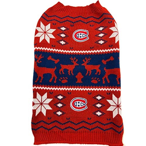 Pets First NHL Montreal Canadiens Weihnachten Hundepullover Größe S Urlaubskostüm für Hunde Warm und Sportlich PET X-Mas Pullover von Pets First