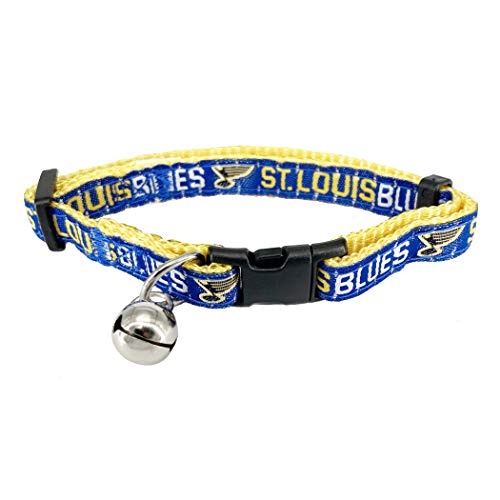 Pets First NHL Saint Louis Katzenhalsband, verstellbar, abnehmbar, für Katzen, mit Lizenz-Namen und Logo, Hockey-Sport, Katzenhalsband mit Metallglöckchen von Pets First