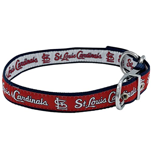 ST Louis Cardinals Wendbares MLB Hundehalsband Medium Premium Home & Away Zweiseitiges Haustierhalsband verstellbar mit Metallschnalle Ihr Lieblings-Baseball-Team mit einem einzigartigen Design auf jeder Seite! Hunde & Katzen von Pets First