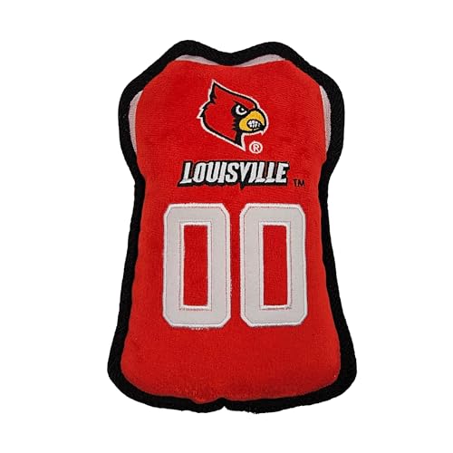 The 1st Ever Tough but Smooth Dog Toy NCAA Louisville Cardinals Football Jersey Tough Pet Toy A Premium Quality Doggie Toy with Built-in Squeaker Sports Fans Favorite Chew Toy von Pets First